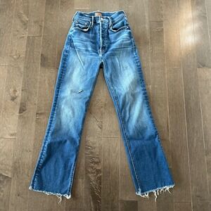 Mother The Tripper Ankle Fray Button Fly High Waist Raw Hem Distressed 25